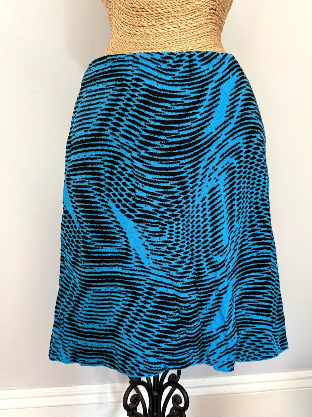 Anthropologie Vivid Blue & Black A-Line Skirt